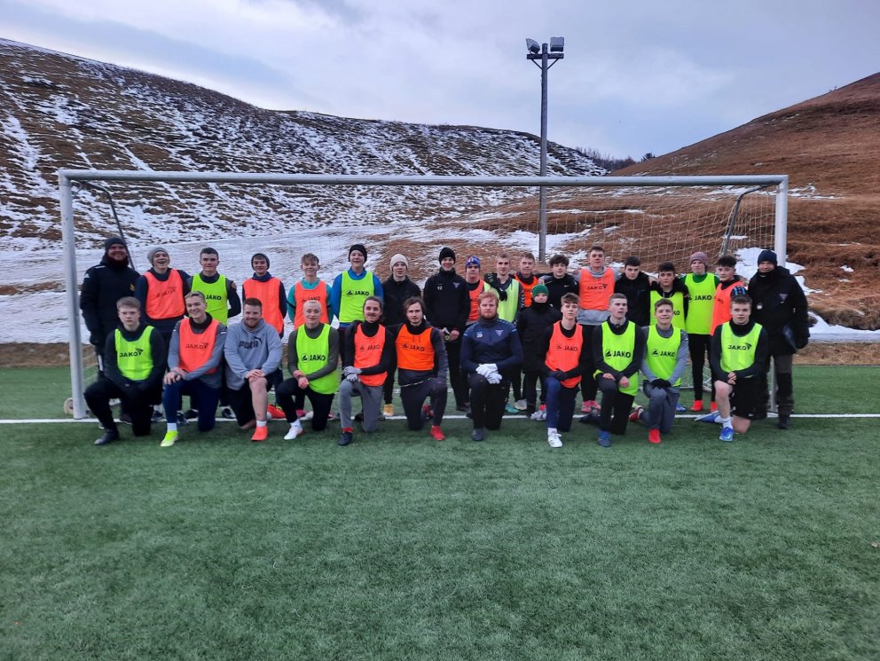 2. flokkur Tindastóll/Hvöt/Kormákur á æfingu í desember síðastliðnum