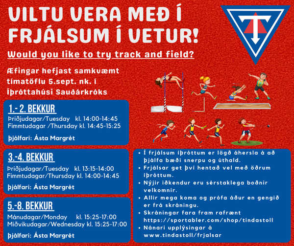 Æfingatímar frjálsa íþrótta 2022-2023