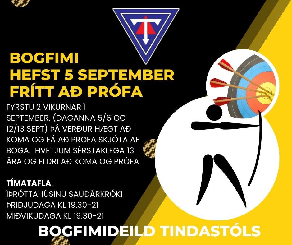 Frítt að koma að prófa að skjóta af boga.