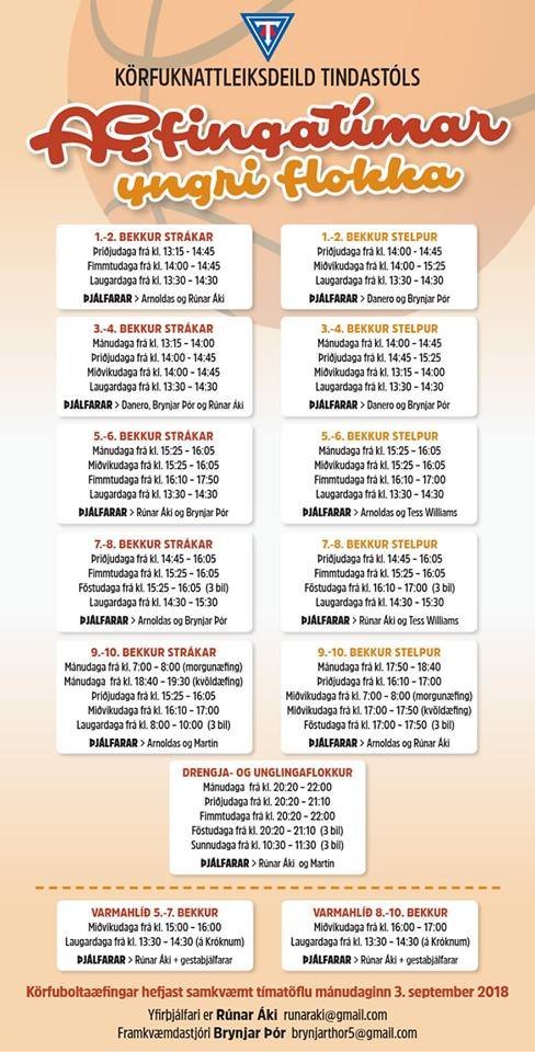 Körfuboltaæfingar hjá Unglingaráði kkd. Tindastóls eru hafnar
