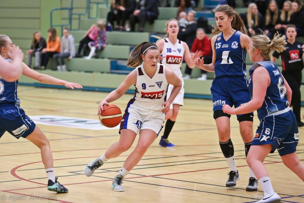 Bríet í sveiflu gegn Keflavík um síðastliðna helgi. Mynd: Hjalti Árna.