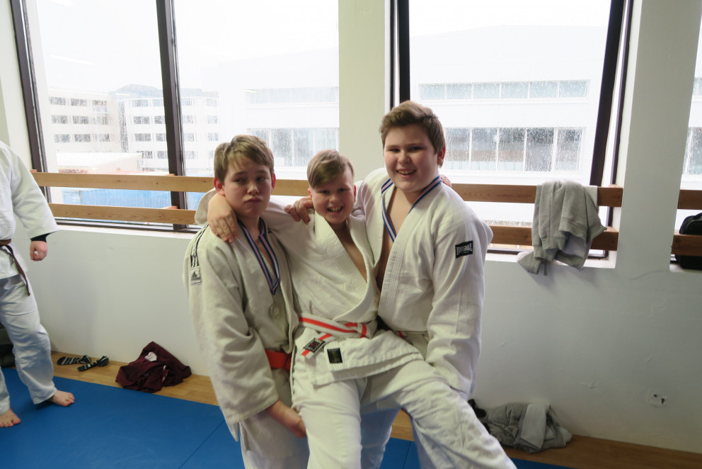 júdókapparnir sáttir eftir mót.