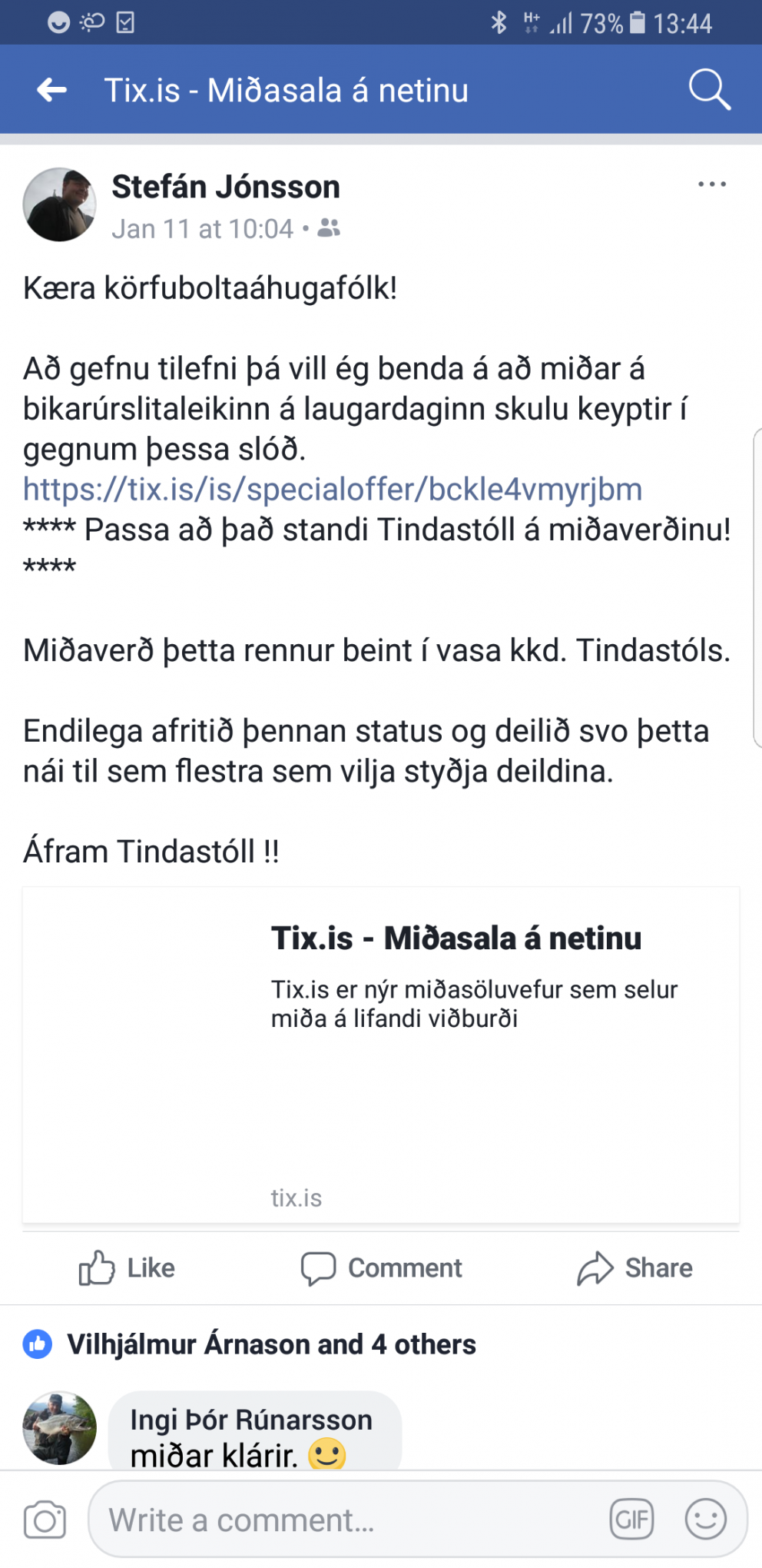 Miðasala fyrir úrslitaleikinn