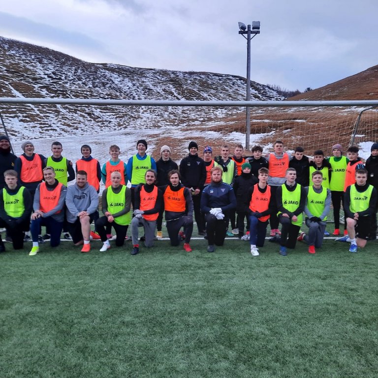 2. flokkur Tindastóll/Hvöt/Kormákur á æfingu í desember síðastliðnum