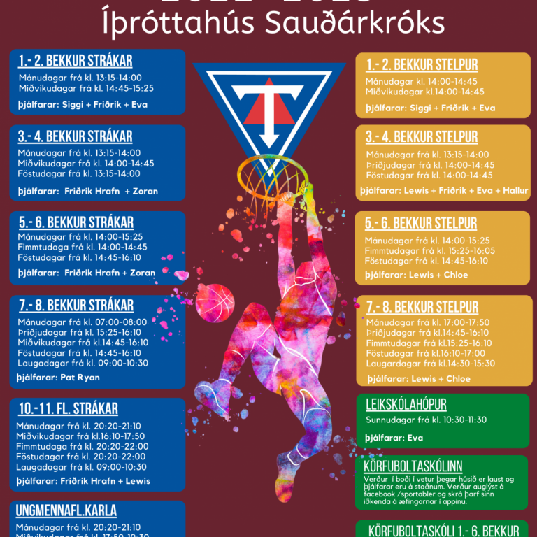 Æfingatímar yngriflokka 2022-2023