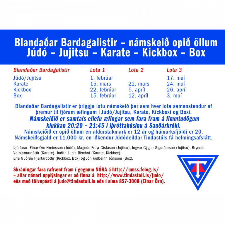 Búið er að opna fyrir skráningar í Blandaðar Bardagalistir