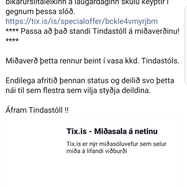 Miðasala fyrir úrslitaleikinn